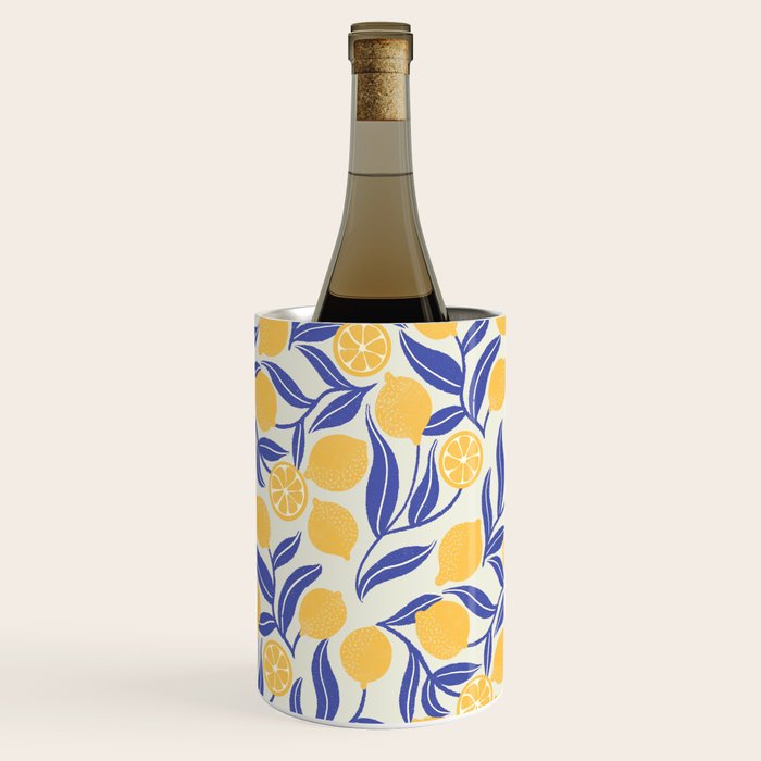 Lemon Orchard - blue and yellow Wine Chiller Gallery Image 2