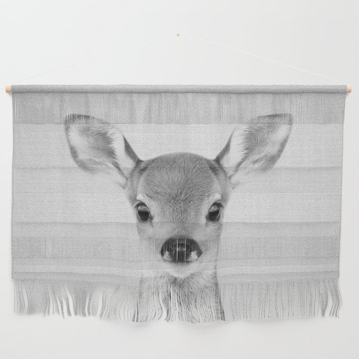 Baby Deer - Black & White Wall Hanging Gallery Image 1