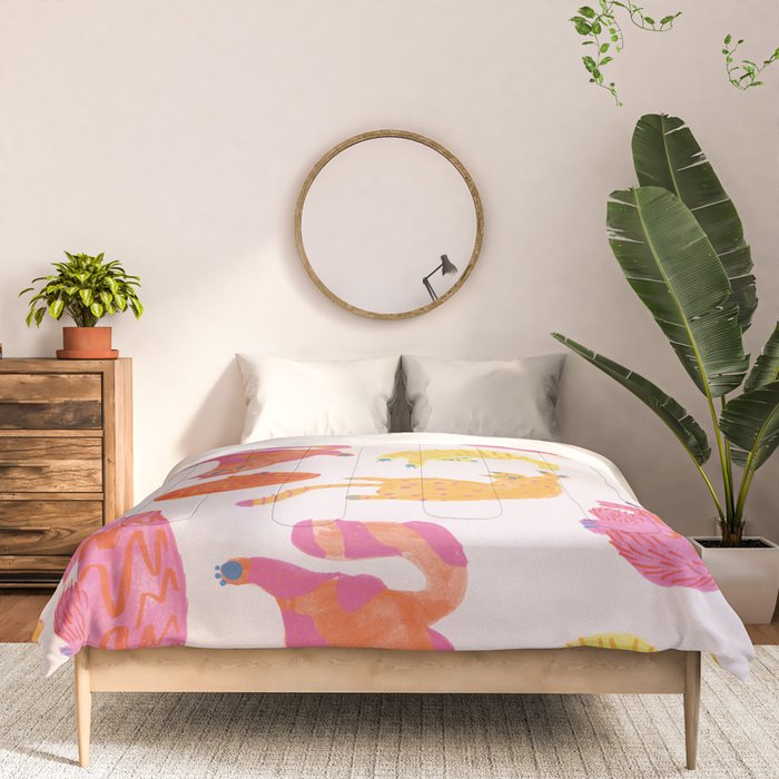 Sleepy Cozy Kitty Cats in Orange & Peach Comforter Gallery Image 3