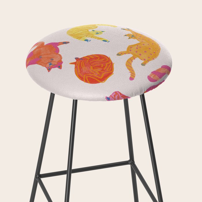 Sleepy Cozy Kitty Cats in Orange & Peach Stool Gallery Image 2