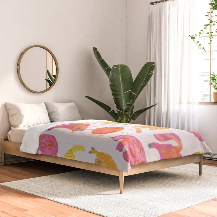 Sleepy Cozy Kitty Cats in Orange & Peach Comforter Gallery Image 2