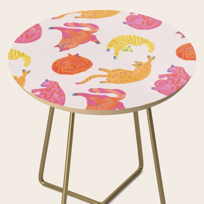 Sleepy Cozy Kitty Cats in Orange & Peach Side Table Gallery Image 2
