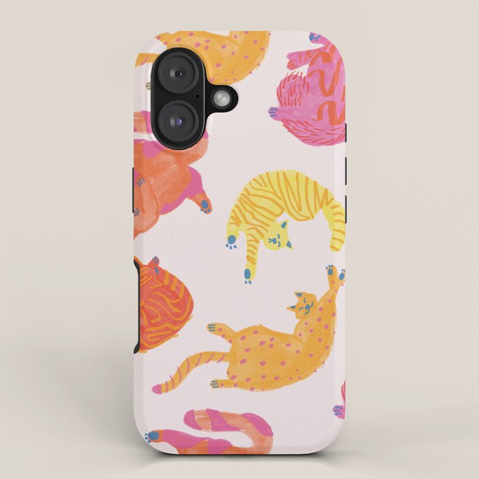 Sleepy Cozy Kitty Cats in Orange & Peach iPhone Case Gallery Image 1