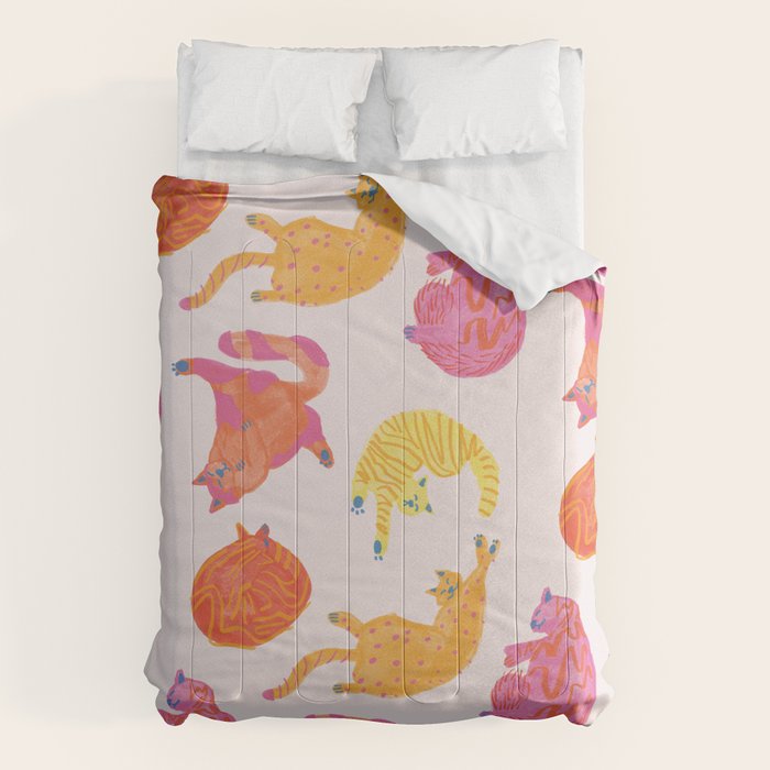 Sleepy Cozy Kitty Cats in Orange & Peach Comforter Gallery Image 6