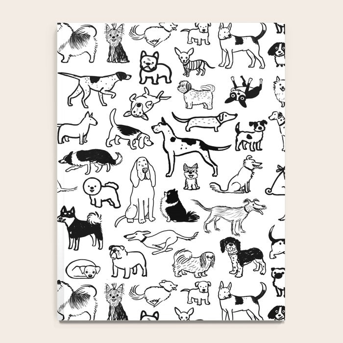 Black and White Dog Drawings | Cute Dog Breeds Pattern Notebook Gallery Image 4