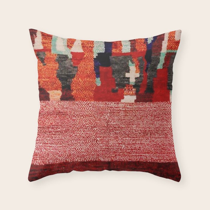 Beautiful Antique Moroccan Rug Print Throw Pillow Gallery Image 6