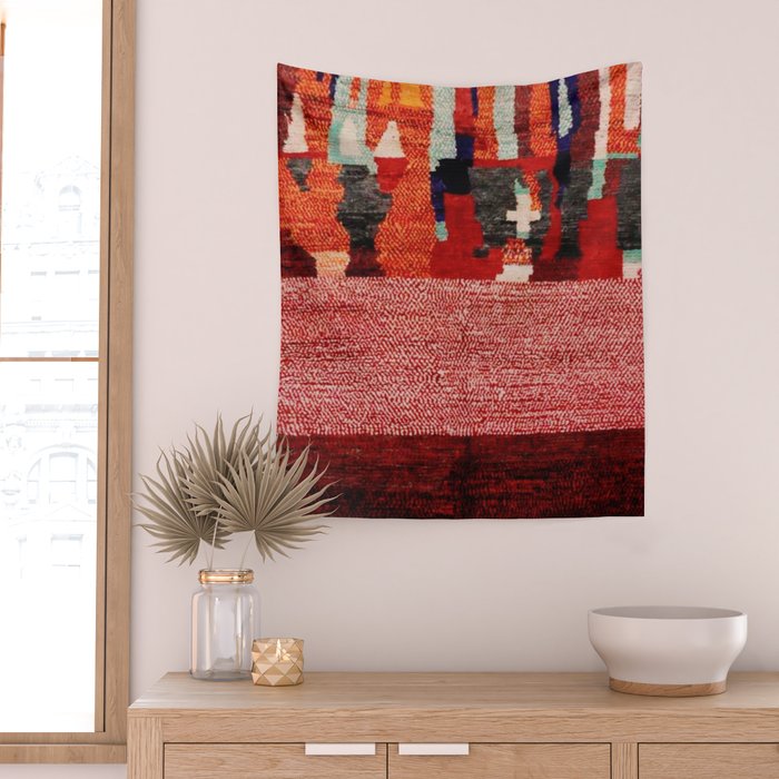 Beautiful Antique Moroccan Rug Print Wall Tapestry Gallery Image 2