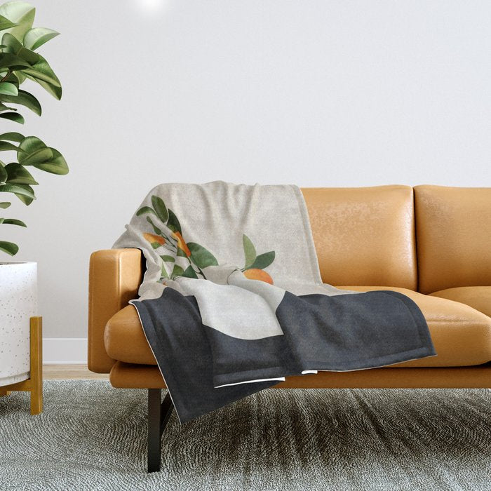  Orange Tree Branch in a Vase 01 Throw Blanket Gallery Image 1