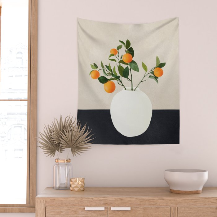  Orange Tree Branch in a Vase 01 Wall Tapestry Gallery Image 2
