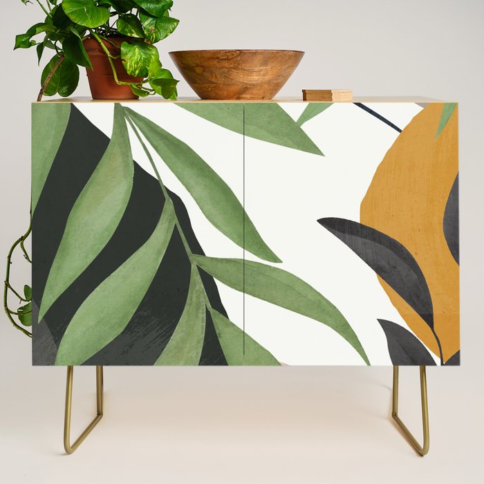 Abstract Art Tropical Leaves 39 Credenza Gallery Image 1