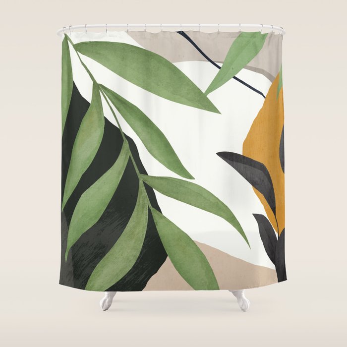Abstract Art Tropical Leaves 39 Shower Curtain Gallery Image 1