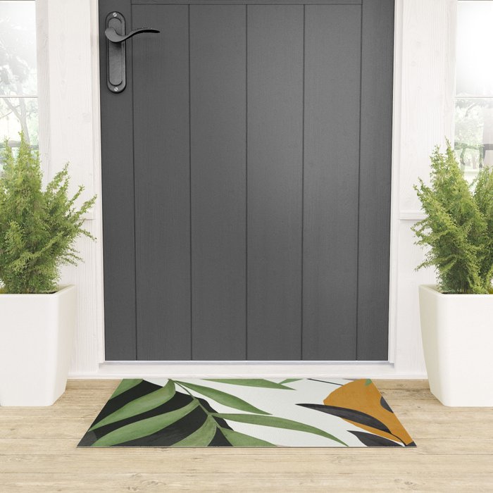 Abstract Art Tropical Leaves 39 Welcome Mat Gallery Image 3