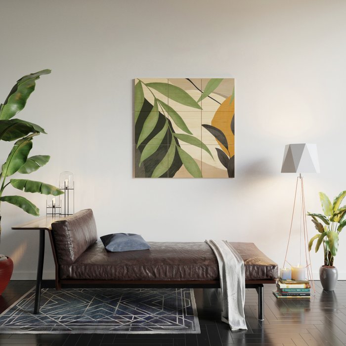 Abstract Art Tropical Leaves 39 Wood Wall Art Gallery Image 2