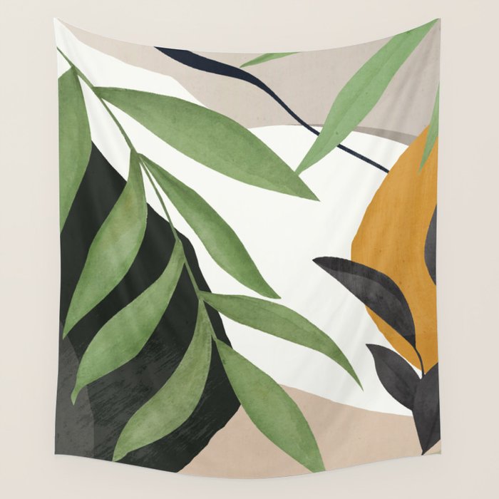 Abstract Art Tropical Leaves 39 Wall Tapestry Gallery Image 4