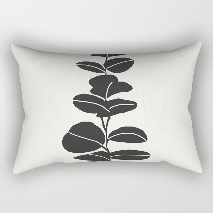 Minimal Eucalyptus Line Art Rectangular Pillow Gallery Image 1