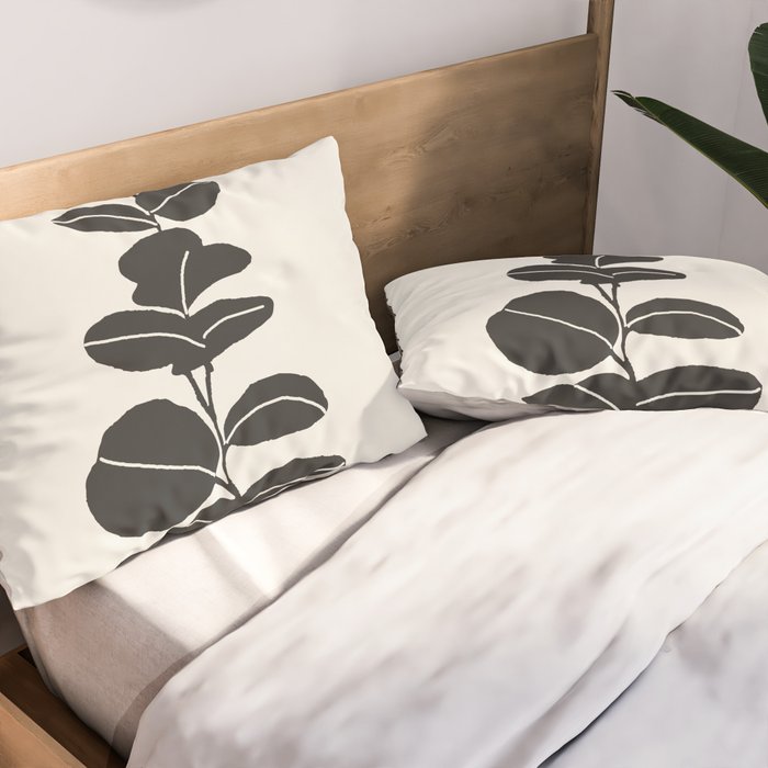 Minimal Eucalyptus Line Art Pillow Sham Gallery Image 2