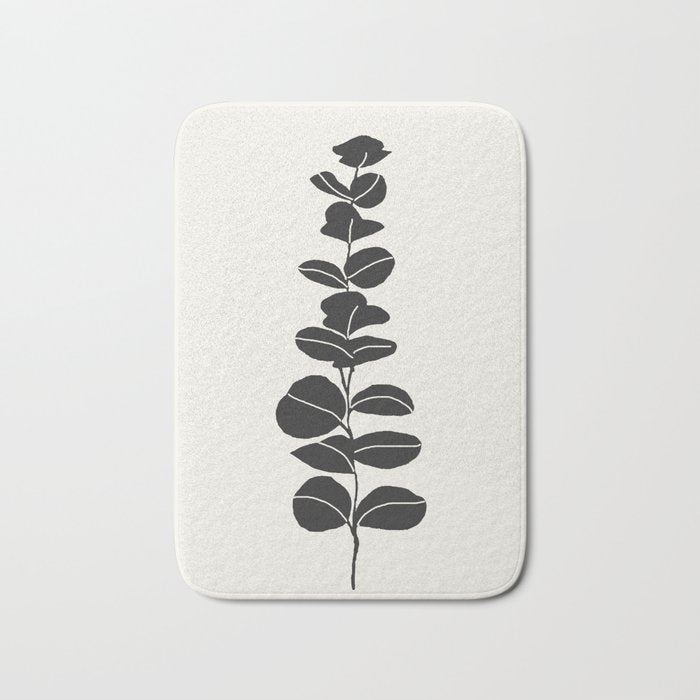 Minimal Eucalyptus Line Art Bath Mat Gallery Image 1