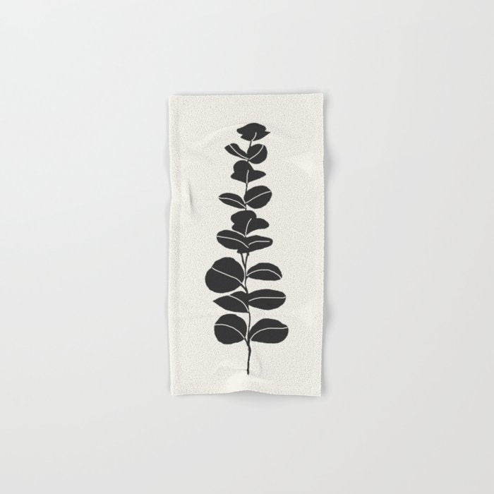 Minimal Eucalyptus Line Art Bath Towel Gallery Image 1