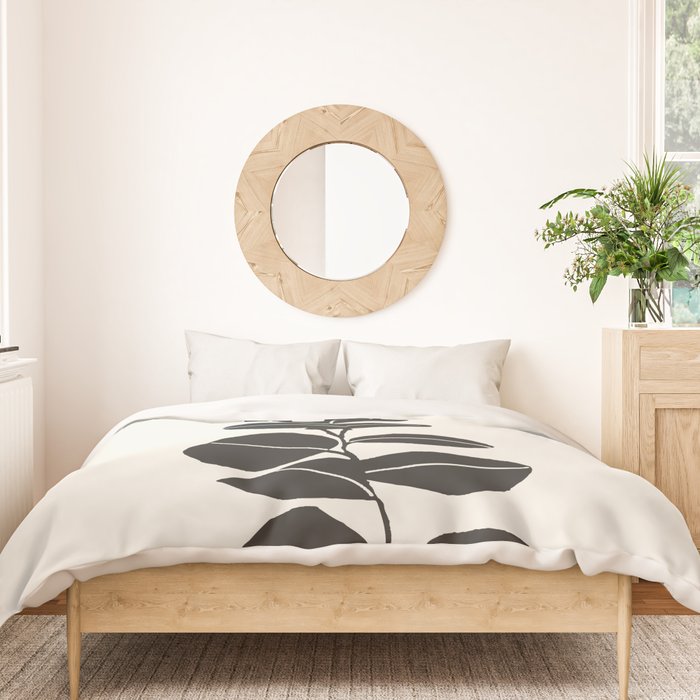 Minimal Eucalyptus Line Art Duvet Cover Gallery Image 3