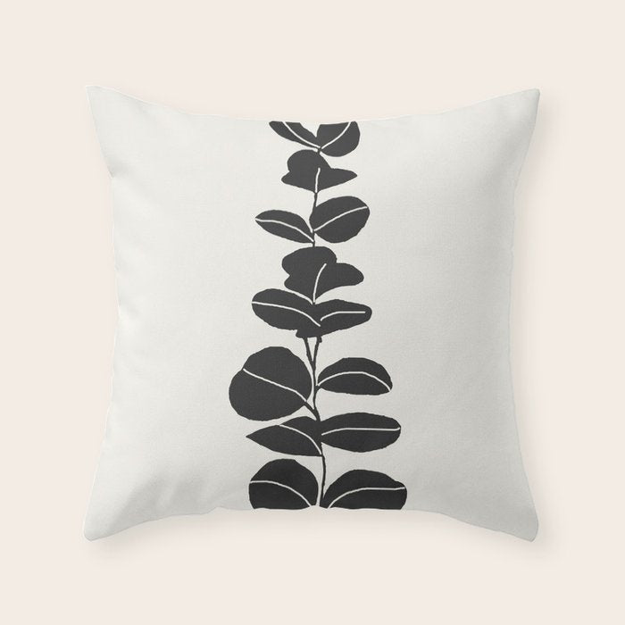 Minimal Eucalyptus Line Art Throw Pillow Gallery Image 6
