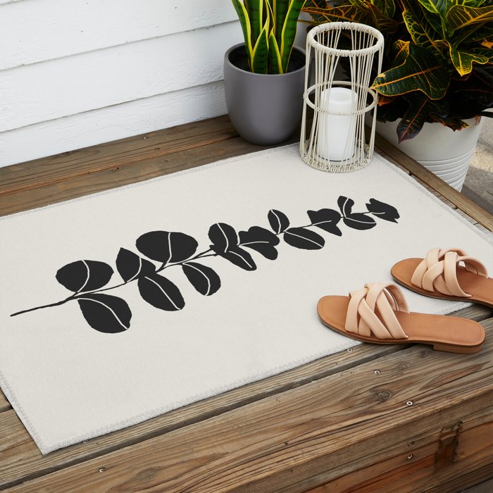 Minimal Eucalyptus Line Art Outdoor Rug Gallery Image 2