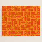Mid Century Modern Geometric Abstract Piquet Pattern in Orange Yellow Jigsaw Puzzle Gallery Image 1