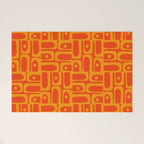 Mid Century Modern Geometric Abstract Piquet Pattern in Orange Yellow Welcome Mat Gallery Image 1