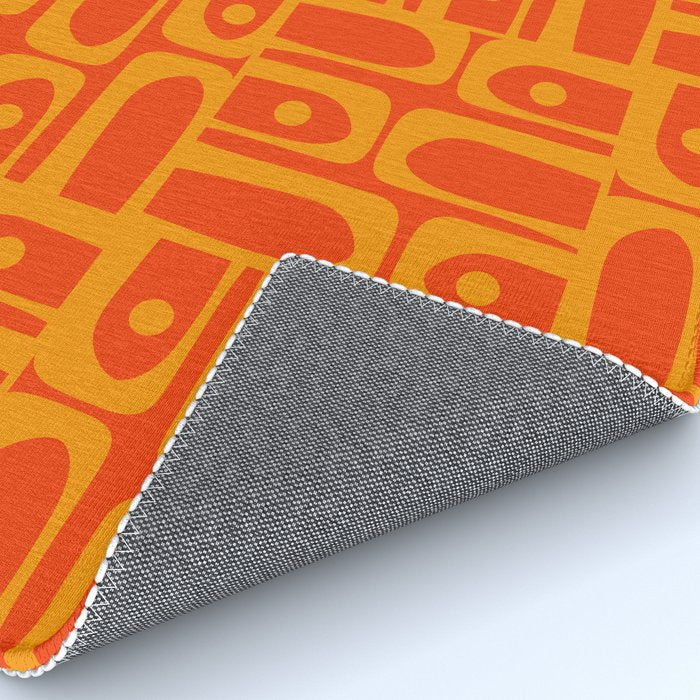 Mid Century Modern Geometric Abstract Piquet Pattern in Orange Yellow Rug Gallery Image 4