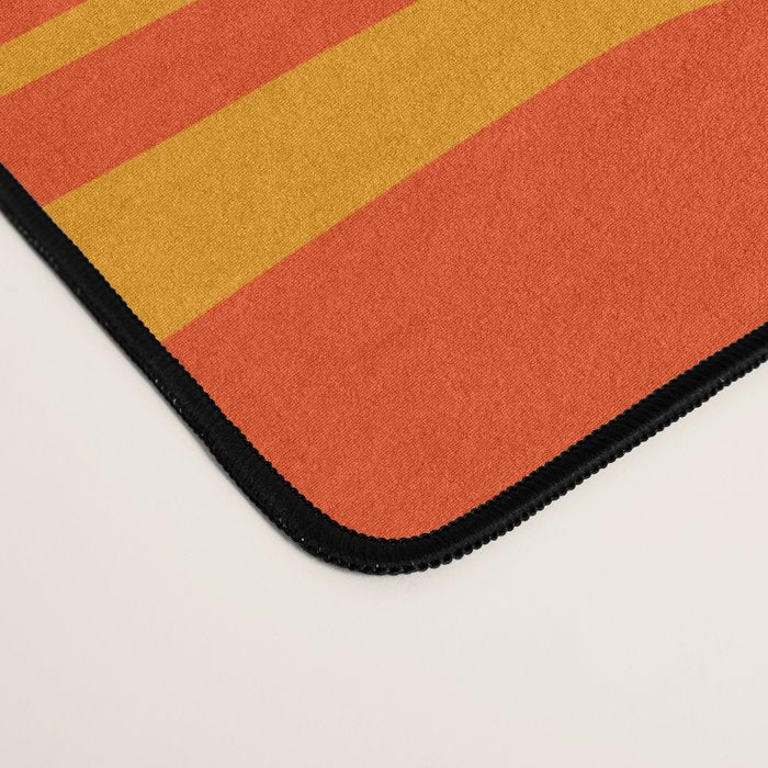 Mid Century Modern Geometric Abstract Piquet Pattern in Orange Yellow Desk Mat Gallery Image 4