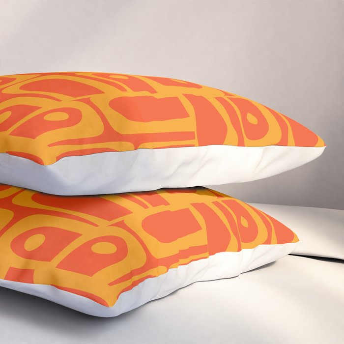 Mid Century Modern Geometric Abstract Piquet Pattern in Orange Yellow Pillow Sham Gallery Image 3