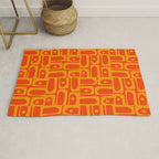 Mid Century Modern Geometric Abstract Piquet Pattern in Orange Yellow Rug Gallery Image 1