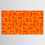 Mid Century Modern Geometric Abstract Piquet Pattern in Orange Yellow Tablecloth Gallery Image 2