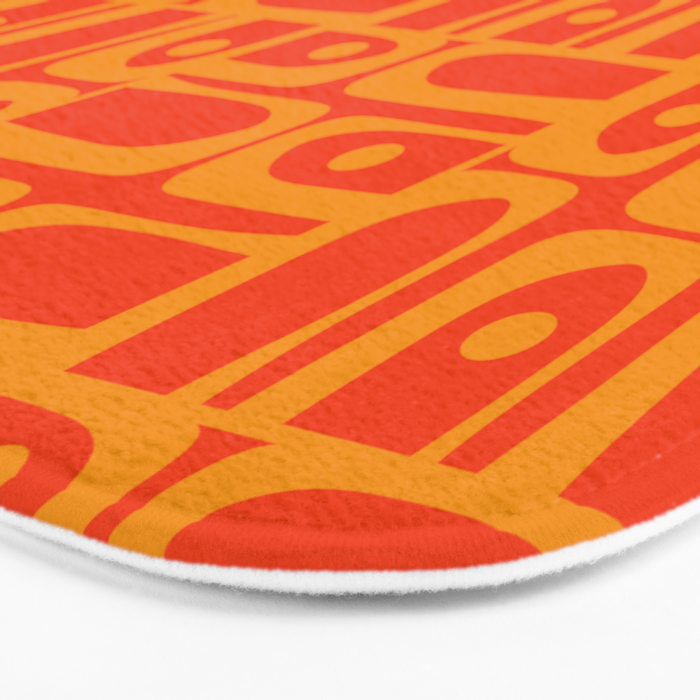 Mid Century Modern Geometric Abstract Piquet Pattern in Orange Yellow Bath Mat Gallery Image 3