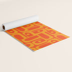 Mid Century Modern Geometric Abstract Piquet Pattern in Orange Yellow Yoga Mat Gallery Image 2