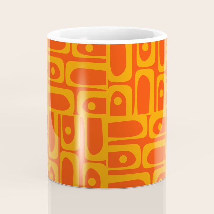 Mid Century Modern Geometric Abstract Piquet Pattern in Orange Yellow Coffee Mug Gallery Image 4