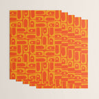 Mid Century Modern Geometric Abstract Piquet Pattern in Orange Yellow Wrapping Paper Gallery Image 3