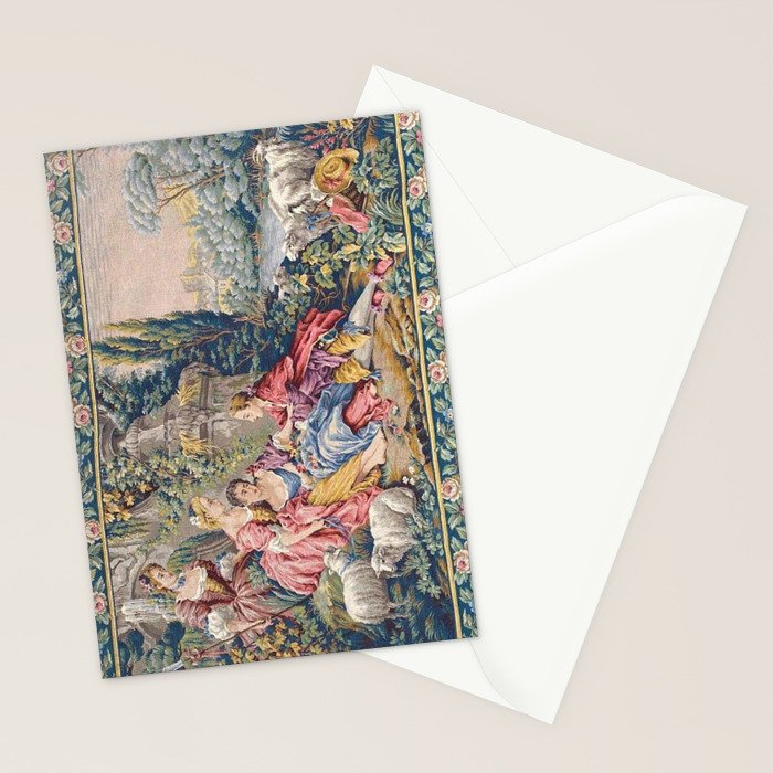 Antique Aubusson French Tapestry Romantic Garden Stationery Card Gallery Image 2