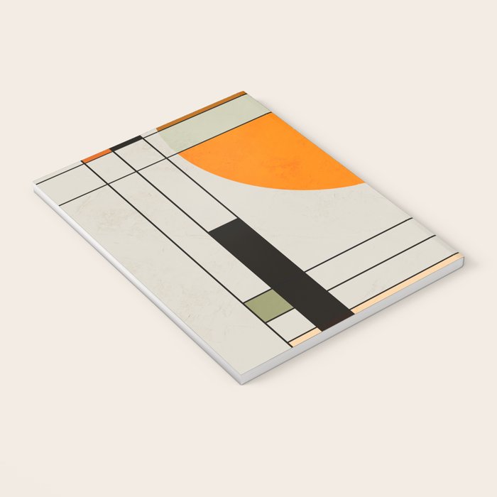 Mid Century Modern Geometric Art Abstract Shapes Orange and Green Retro Design Bauhaus Style  Notebook Gallery Image 3