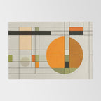 Mid Century Modern Geometric Art Abstract Shapes Orange and Green Retro Design Bauhaus Style  Rug Gallery Image 2