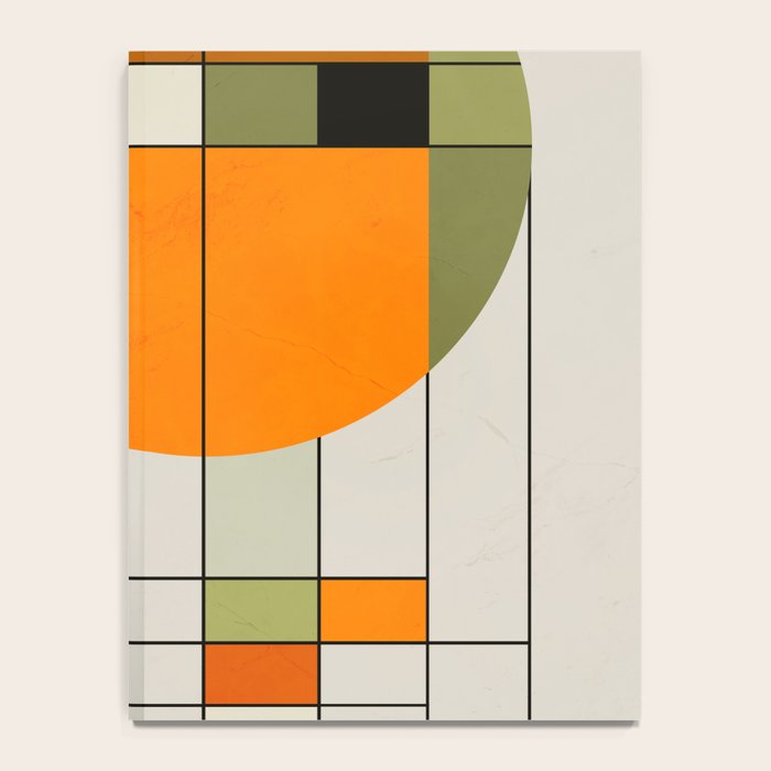 Mid Century Modern Geometric Art Abstract Shapes Orange and Green Retro Design Bauhaus Style  Notebook Gallery Image 4