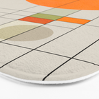 Mid Century Modern Geometric Art Abstract Shapes Orange and Green Retro Design Bauhaus Style  Bath Mat Gallery Image 3
