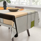 Mid Century Modern Geometric Art Abstract Shapes Orange and Green Retro Design Bauhaus Style  Tablecloth Gallery Image 3