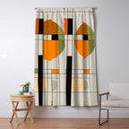Mid Century Modern Geometric Art Abstract Shapes Orange and Green Retro Design Bauhaus Style  Window Curtain Gallery Image 5