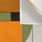 Mid Century Modern Geometric Art Abstract Shapes Orange and Green Retro Design Bauhaus Style  Wall Tapestry Gallery Image 3