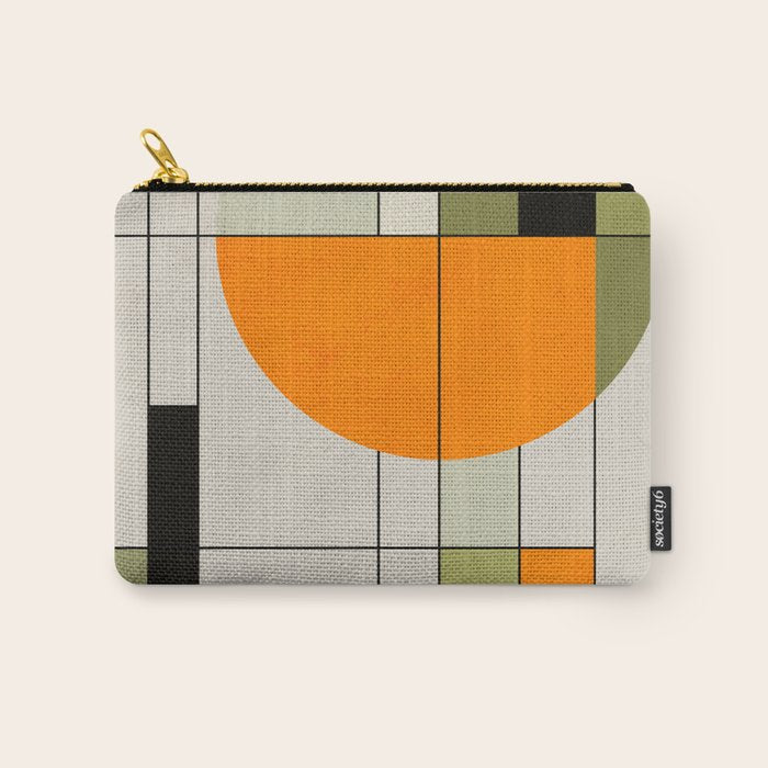 Mid Century Modern Geometric Art Abstract Shapes Orange and Green Retro Design Bauhaus Style  Carry All Pouch Gallery Image 1