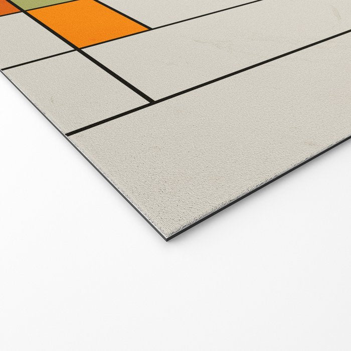 Mid Century Modern Geometric Art Abstract Shapes Orange and Green Retro Design Bauhaus Style  Welcome Mat Gallery Image 2