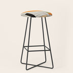 Mid Century Modern Geometric Art Abstract Shapes Orange and Green Retro Design Bauhaus Style  Stool Gallery Image 1