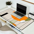 Mid Century Modern Geometric Art Abstract Shapes Orange and Green Retro Design Bauhaus Style  Desk Mat Gallery Image 2