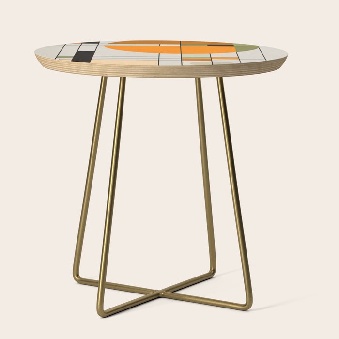 Mid Century Modern Geometric Art Abstract Shapes Orange and Green Retro Design Bauhaus Style  Side Table Gallery Image 1