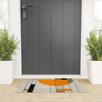 Mid Century Modern Geometric Art Abstract Shapes Orange and Green Retro Design Bauhaus Style  Welcome Mat Gallery Image 3